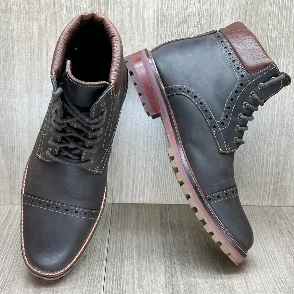 Warfield & Grand Boots Mens Sz 8 Presidio Leather Lace Up Cap Toe Ankle Brown